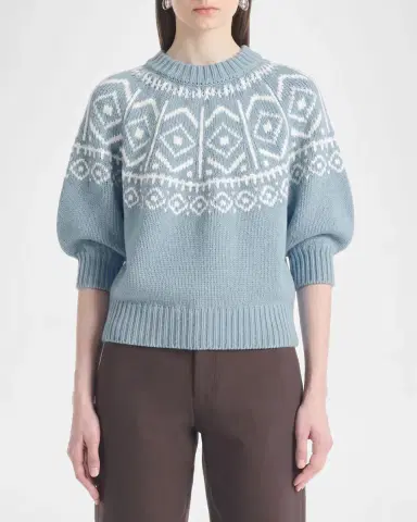 Altuzarra Howard Fair Isle Short Puff-Sleeve Sweater | Thumbnail 2