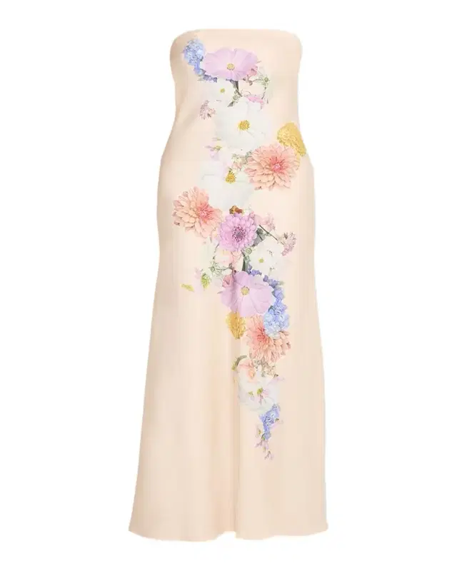 Vionne Strapless Floral-Print Midi Dress