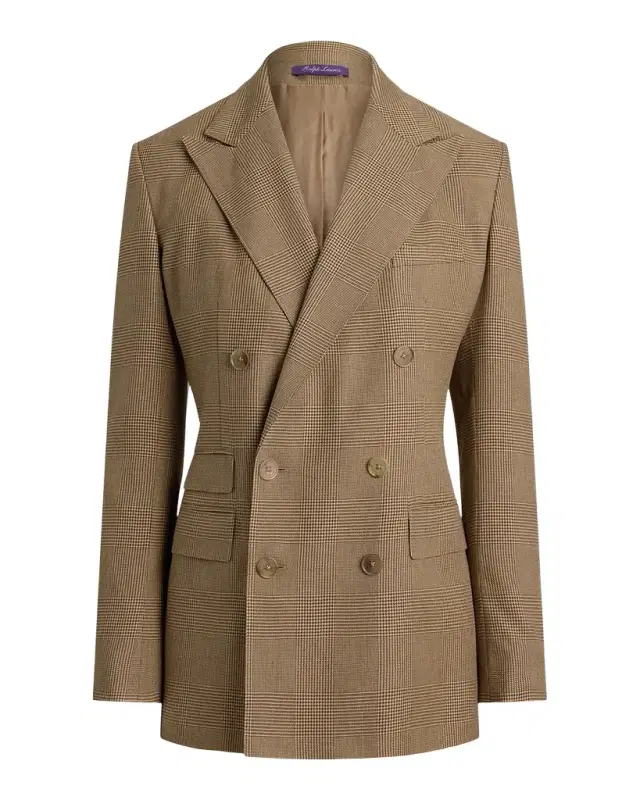 Ralph Lauren Collection Glen Plaid Silk Double-Breasted Blazer