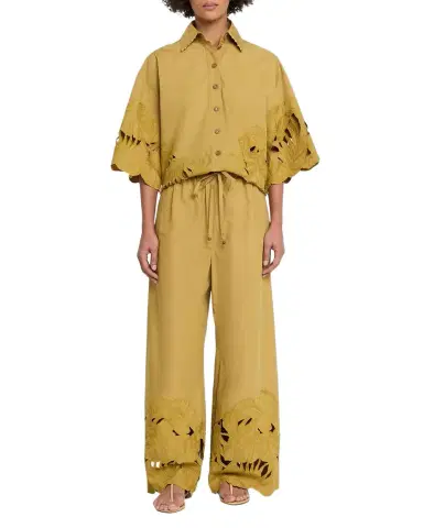 Zimmermann Mahon Embroidered Cotton Pants | Thumbnail 1 Zimmermann Mahon Embroidered Cotton Pants | Thumbnail 1