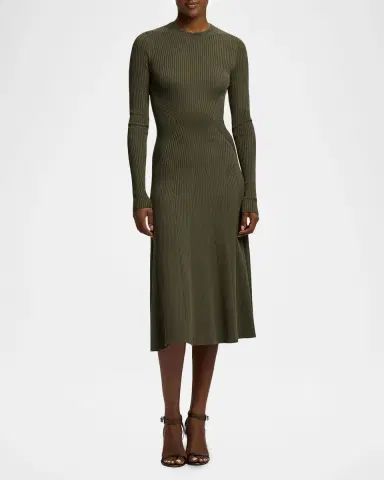 Ralph Lauren Collection Parson Rib-Knit Silk-Blend Day Dress | Thumbnail 2 Ralph Lauren Collection Parson Rib-Knit Silk-Blend Day Dress | Thumbnail 2