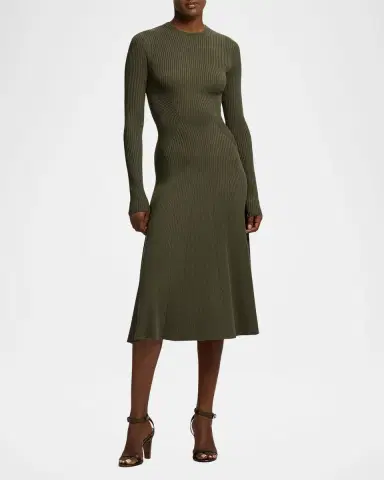 Ralph Lauren Collection Parson Rib-Knit Silk-Blend Day Dress | Thumbnail 4 Ralph Lauren Collection Parson Rib-Knit Silk-Blend Day Dress | Thumbnail 4