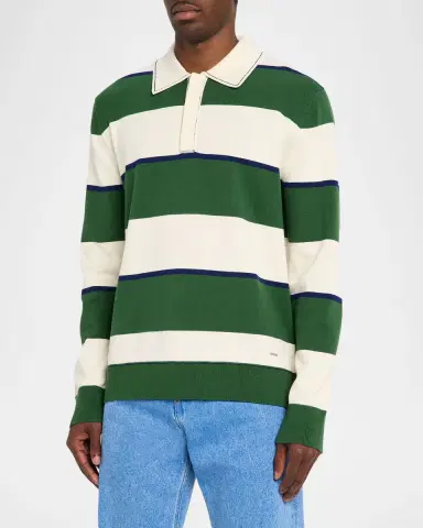 Simkhai Men's Louis Cotton-Cashmere Rugby Shirt | Thumbnail 4 Simkhai Men's Louis Cotton-Cashmere Rugby Shirt | Thumbnail 4