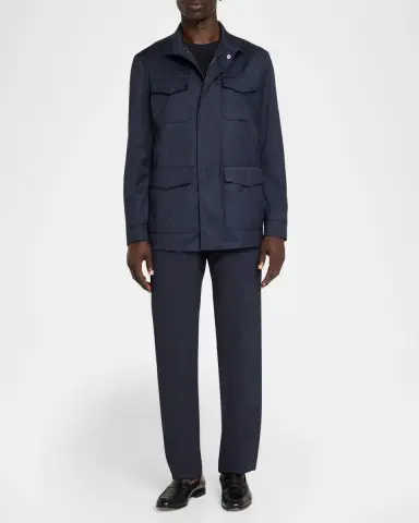 Canali Men's Flap Pocket Full-Zip Field Jacket | Thumbnail 2