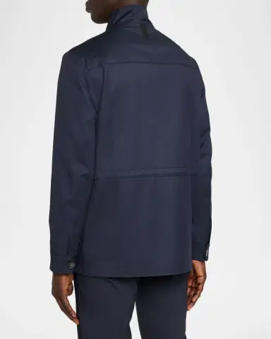 Canali Men's Flap Pocket Full-Zip Field Jacket | Thumbnail 3