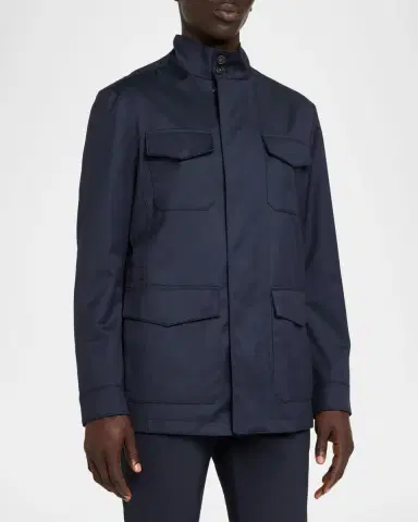 Canali Men's Flap Pocket Full-Zip Field Jacket | Thumbnail 4