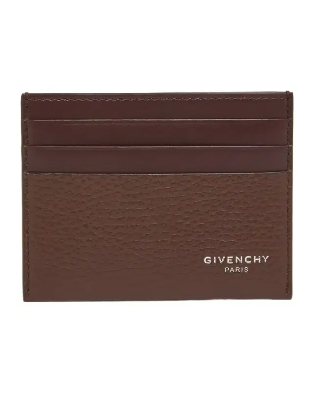 Givenchy Men 's Leather Stamped Logo Card Holder