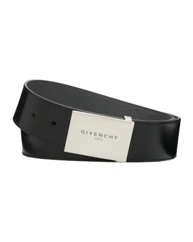 Givenchy Men's Metal Plaque-Buckle Leather Belt | Thumbnail 1