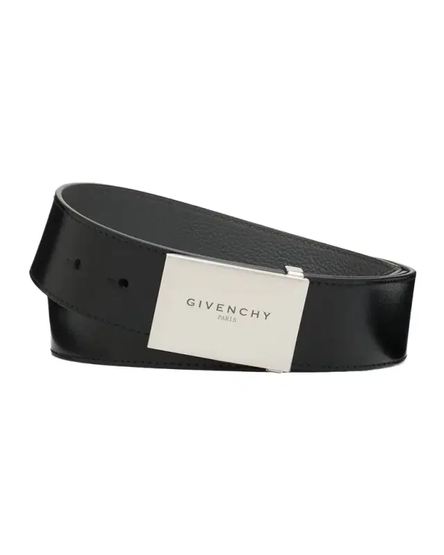 Givenchy Men 's Metal Plaque-Buckle Leather Belt