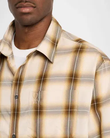 AMI PARIS Men's Ami De Coeur Boxy-Fit Plaid Short-Sleeve Shirt | Thumbnail 4 AMI PARIS Men's Ami De Coeur Boxy-Fit Plaid Short-Sleeve Shirt | Thumbnail 4