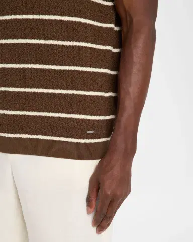 Simkhai Men's Calum Cotton and Silk Stripe Knit Polo Shirt | Thumbnail 5