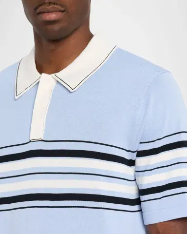 Simkhai Men's Brandon Striped Cotton Knit Popover Shirt | Thumbnail 5 Simkhai Men's Brandon Striped Cotton Knit Popover Shirt | Thumbnail 5