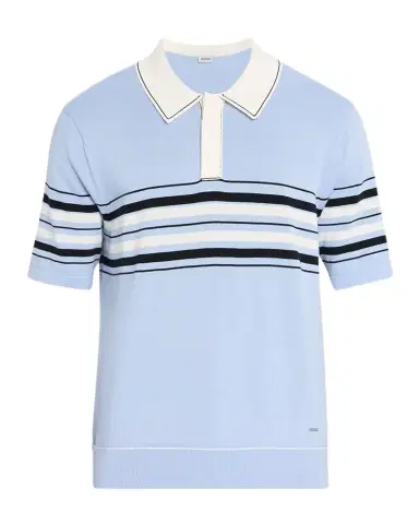 Simkhai Men's Brandon Striped Cotton Knit Popover Shirt | Thumbnail 1 Simkhai Men's Brandon Striped Cotton Knit Popover Shirt | Thumbnail 1