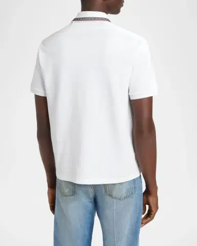 Versace Men's Logo Embroidered Cotton Pique Polo Shirt | Thumbnail 2