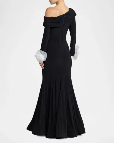 Mac Duggal Floral Appliqué One-Shoulder A-Line Gown | Thumbnail 3 Mac Duggal Floral Appliqué One-Shoulder A-Line Gown | Thumbnail 3