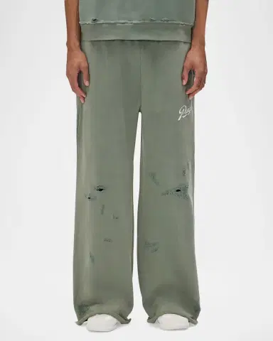 PURPLE Men's Distressed Cotton Flared Logo Sweatpants | Thumbnail 4