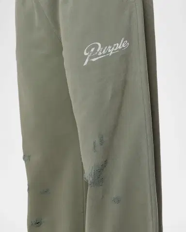 PURPLE Men's Distressed Cotton Flared Logo Sweatpants | Thumbnail 5