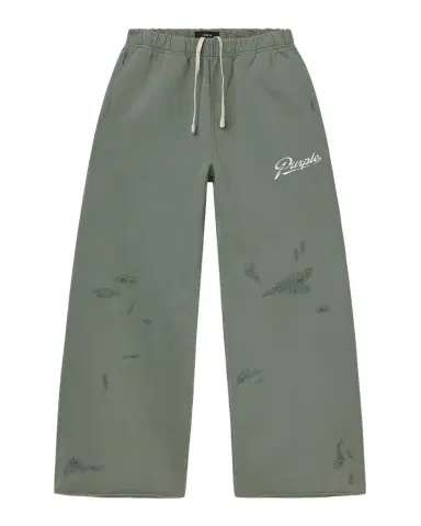 PURPLE Men's Distressed Cotton Flared Logo Sweatpants | Thumbnail 1