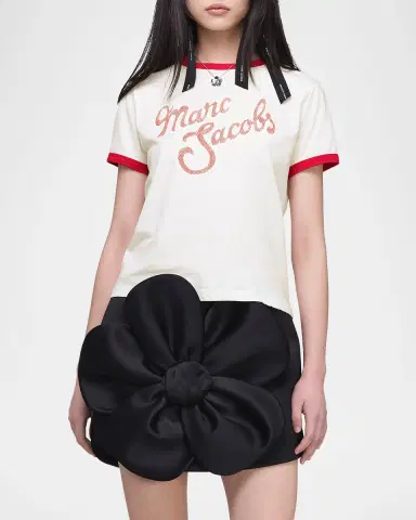 Marc Jacobs Logo Short-Sleeve Ringer Femme Tee | Thumbnail 3