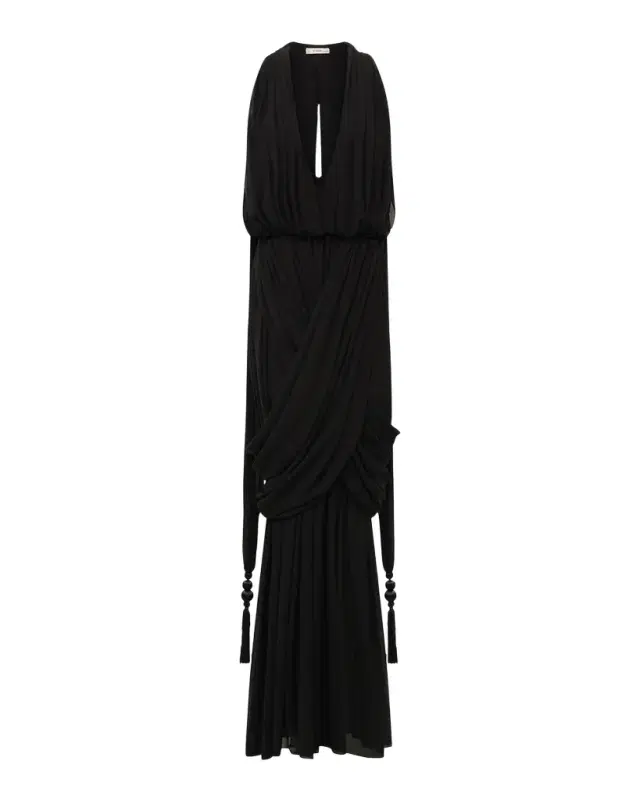 Arabella Plunging Draped Column Gown