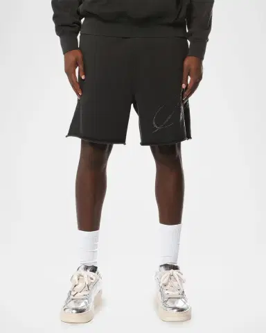 PURPLE Men's Logo Fleece Raw-Edge Shorts | Thumbnail 4 PURPLE Men's Logo Fleece Raw-Edge Shorts | Thumbnail 4