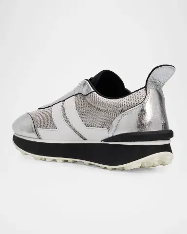Lanvin Men's Bumpr Mesh and Metallic Leather Sneakers | Thumbnail 3 Lanvin Men's Bumpr Mesh and Metallic Leather Sneakers | Thumbnail 3