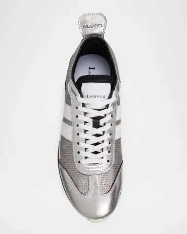 Lanvin Men's Bumpr Mesh and Metallic Leather Sneakers | Thumbnail 5 Lanvin Men's Bumpr Mesh and Metallic Leather Sneakers | Thumbnail 5