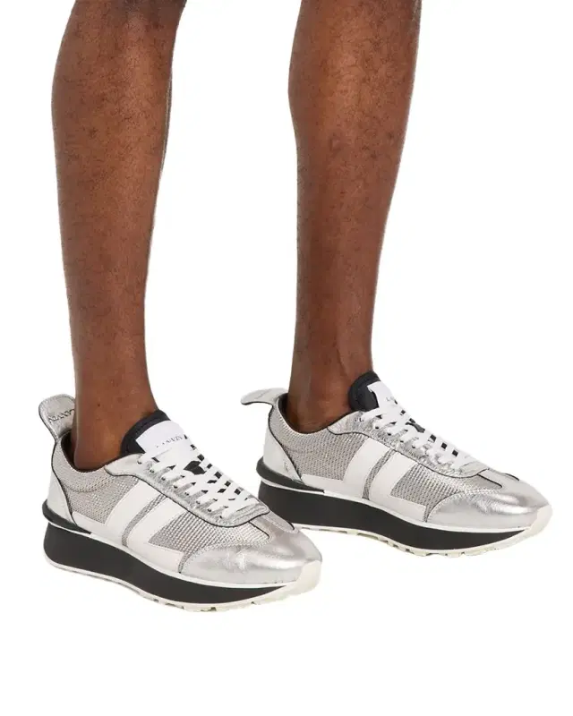 Lanvin Men's Bumpr Mesh and Metallic Leather Sneakers