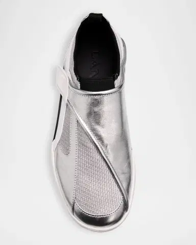 Lanvin Men's LNV1 Metallic Mesh and Leather Sneakers | Thumbnail 3