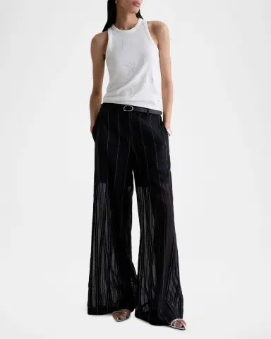 AG Jeans Sheer Wide-Leg Trousers | Thumbnail 2
