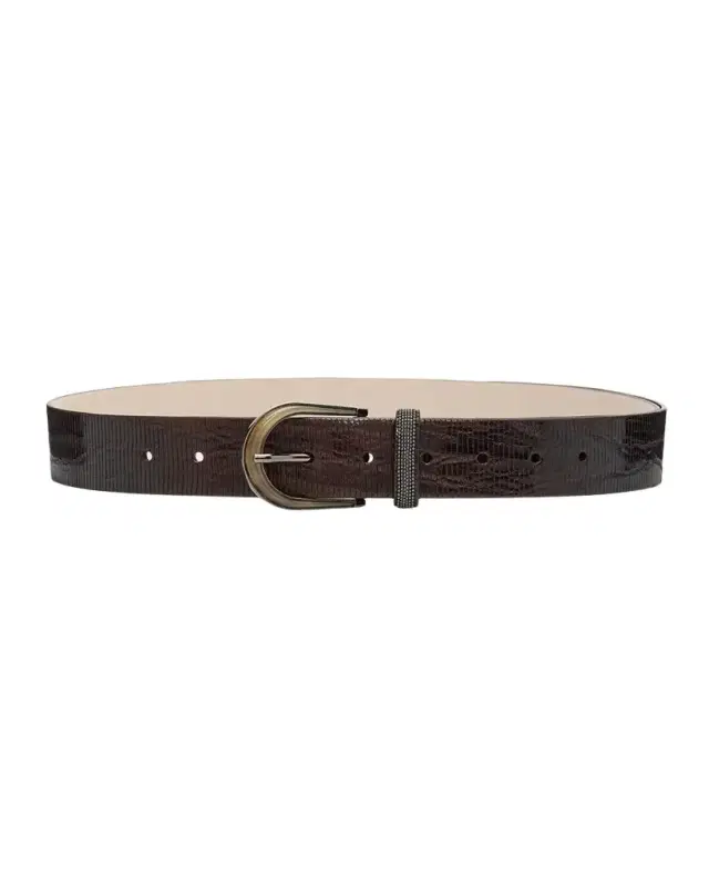 Brunello Cucinelli Lizard-Effect Leather Belt