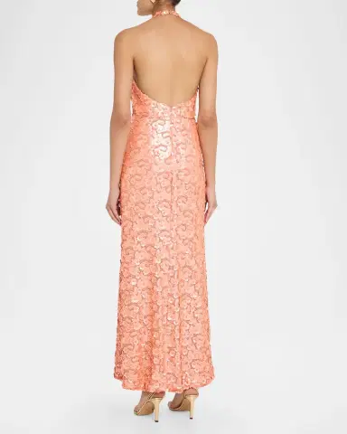 Ramy Brook Kinsley Floral Sequin Halter Gown | Thumbnail 3 Ramy Brook Kinsley Floral Sequin Halter Gown | Thumbnail 3