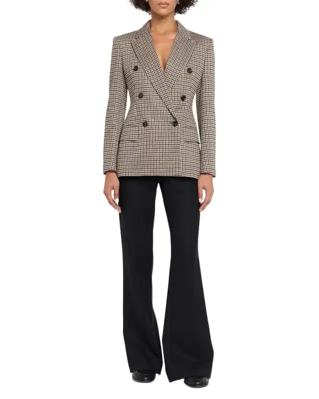 Max Mara Wool Houndstooth Double-Breasted Jacket