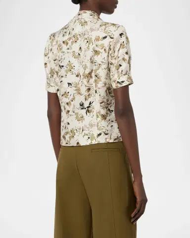 Max Mara Short-Sleeve Printed Silk Top | Thumbnail 2 Max Mara Short-Sleeve Printed Silk Top | Thumbnail 2
