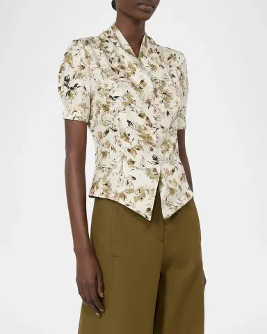 Max Mara Short-Sleeve Printed Silk Top | Thumbnail 3 Max Mara Short-Sleeve Printed Silk Top | Thumbnail 3