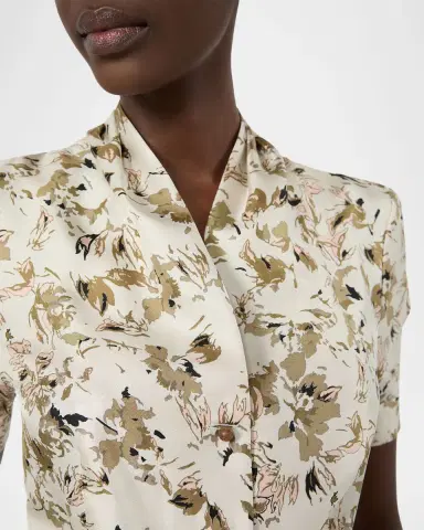 Max Mara Short-Sleeve Printed Silk Top | Thumbnail 4 Max Mara Short-Sleeve Printed Silk Top | Thumbnail 4
