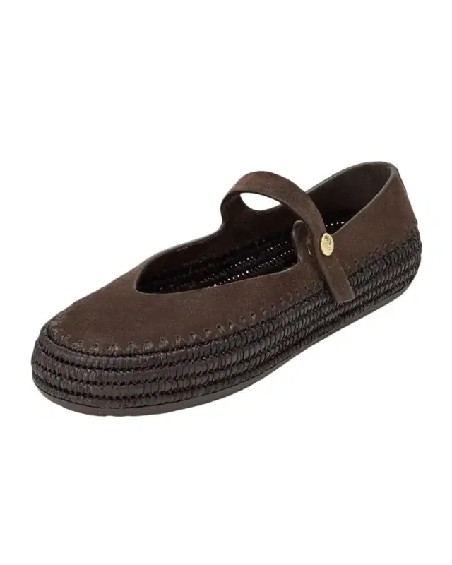 Loewe x Paula 's Ibiza Rio Suede Mary Jane Espadrille Flats