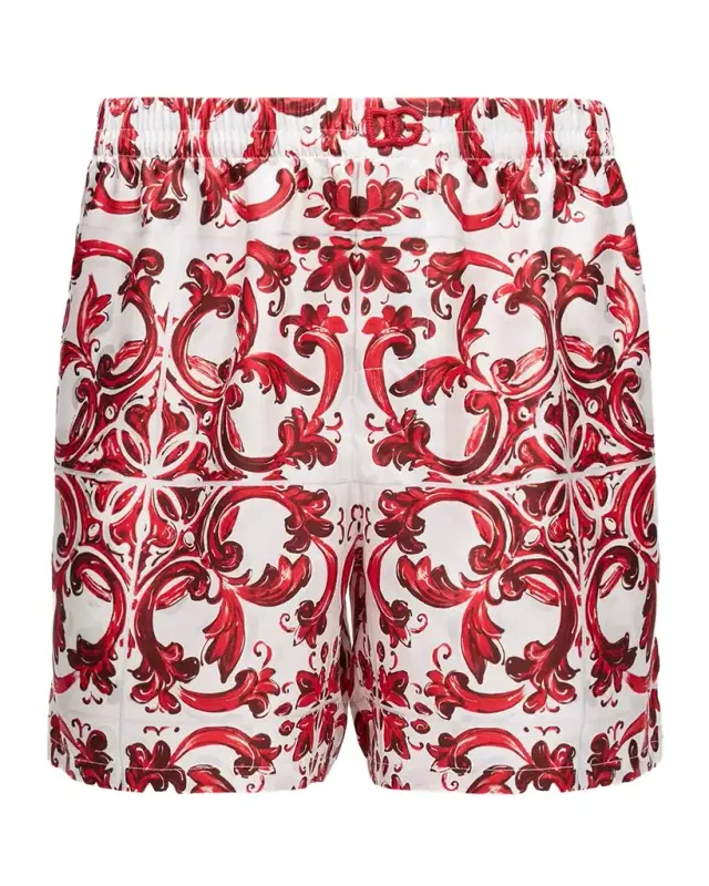 Men 's Maiolica Print Silk Swim Trunks