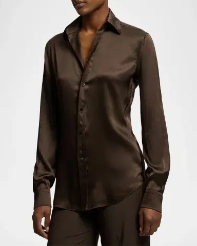 Ralph Lauren Collection Cameron II Straight Fit Charmeuse Shirt | Thumbnail 6 Ralph Lauren Collection Cameron II Straight Fit Charmeuse Shirt | Thumbnail 6