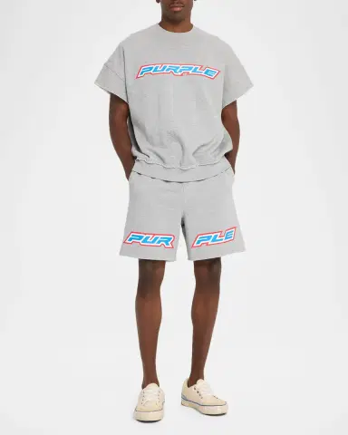 PURPLE Men's Turbo Type Logo Fleece Shorts | Thumbnail 2