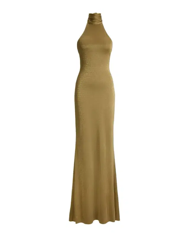 Ralph Lauren Collection Kelsie Metallic Jersey Evening Dress