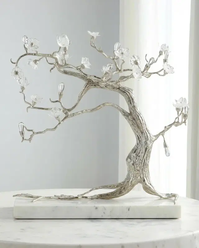 John-Richard Collection Sakura Sculpture on Marble, Nickel