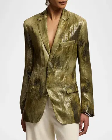 Ralph Lauren Collection Marcy Abstract Metallic Jacquard Jacket | Thumbnail 4 Ralph Lauren Collection Marcy Abstract Metallic Jacquard Jacket | Thumbnail 4