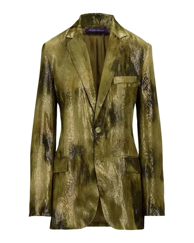 Abstract Metallic Silk Single-Breasted Jacket
