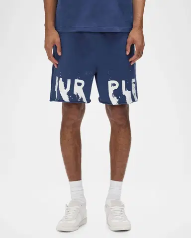 PURPLE Men's Cotton Fleece Smudge-Logo Shorts | Thumbnail 4 PURPLE Men's Cotton Fleece Smudge-Logo Shorts | Thumbnail 4