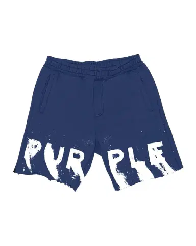 PURPLE Men's Cotton Fleece Smudge-Logo Shorts | Thumbnail 1 PURPLE Men's Cotton Fleece Smudge-Logo Shorts | Thumbnail 1