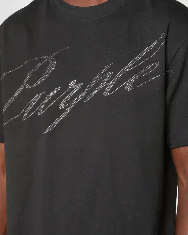 PURPLE Men's Rhinestone Logo Crewneck T-Shirt | Thumbnail 5