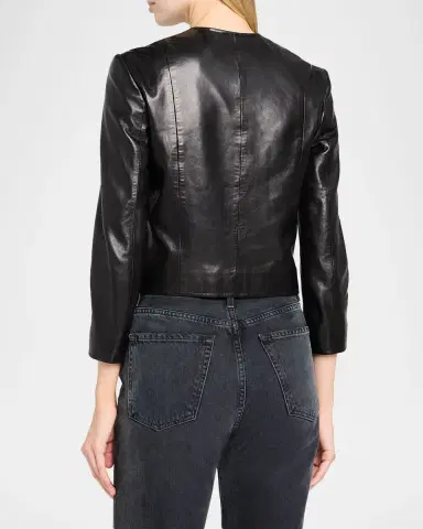 R13 Front-Snap Leather Jacket | Thumbnail 3 R13 Front-Snap Leather Jacket | Thumbnail 3