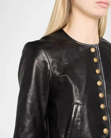 R13 Front-Snap Leather Jacket | Thumbnail 5 R13 Front-Snap Leather Jacket | Thumbnail 5