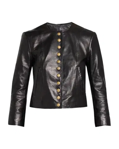 R13 Front-Snap Leather Jacket | Thumbnail 1 R13 Front-Snap Leather Jacket | Thumbnail 1